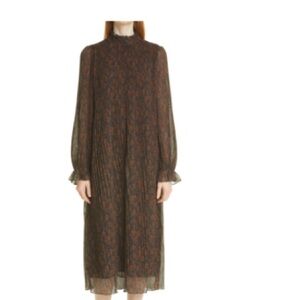 Ganni Floral Pleated Dress